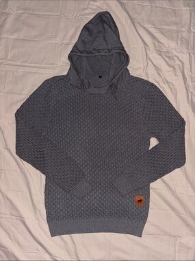 Men's Gray Hooded Knit Sweater